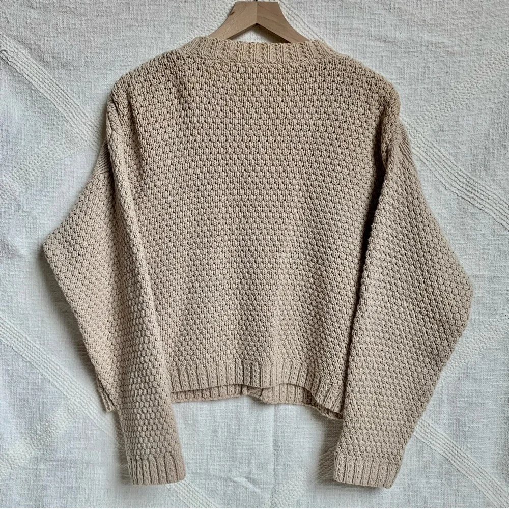 VTG Autograph American Ramie Cotton Tan Beige Knit Embroidered Cardigan Sweater - Picture 5 of 11